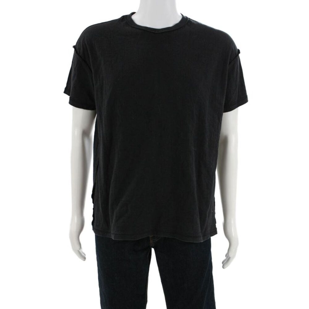 Purple Mens Grunge Black Cotton Crew Neck Short Sleeve T-Shirt Size S